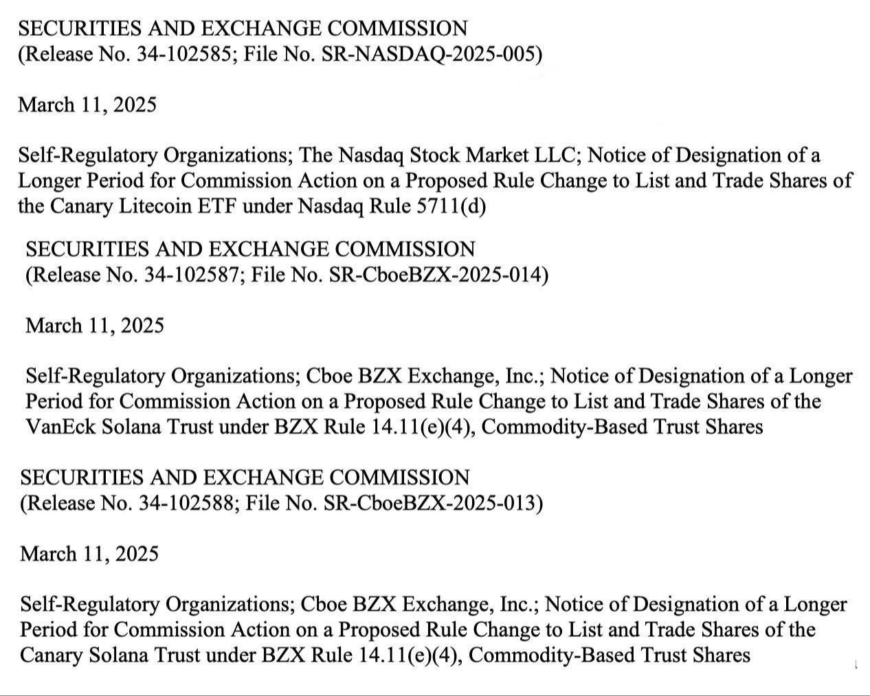 ‼️ SEC Delays Decision on Litecoin and Solana ETF Applications!
