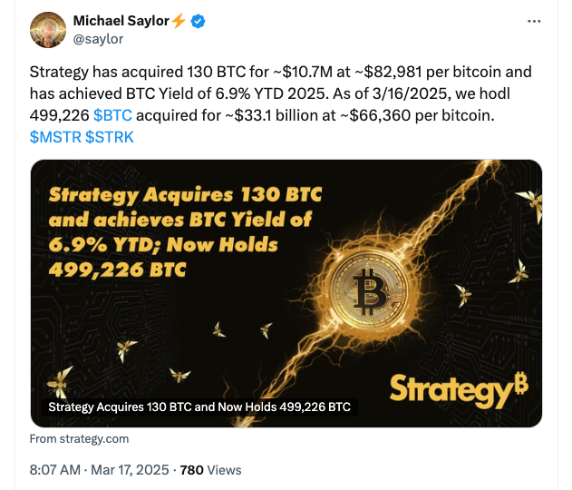 Michael Saylor’s Strategy makes smallest Bitcoin purchase on record