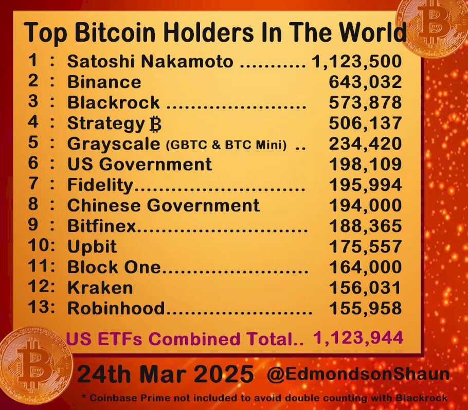 Top Bitcoin Holders Globally