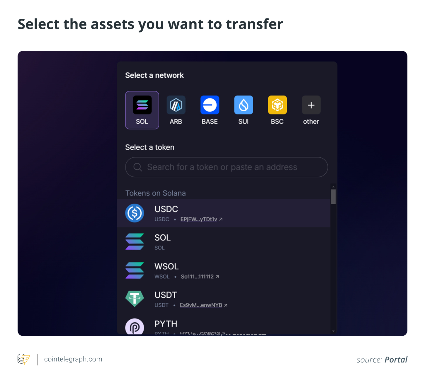 Select the assets you want to transfer Select the assets you want to transfer