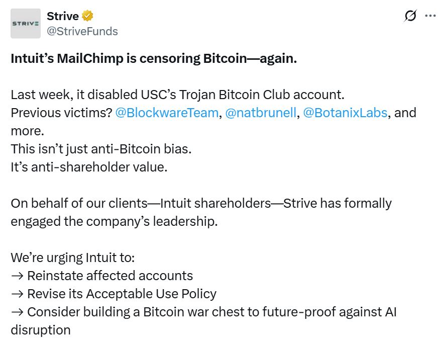 Strive targets Intuit for Bitcoin buys after orange-pilling GameStop