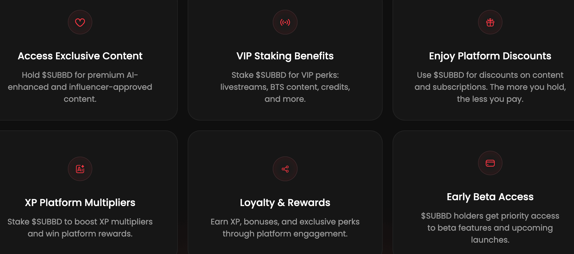 SUBBD Token Benefits