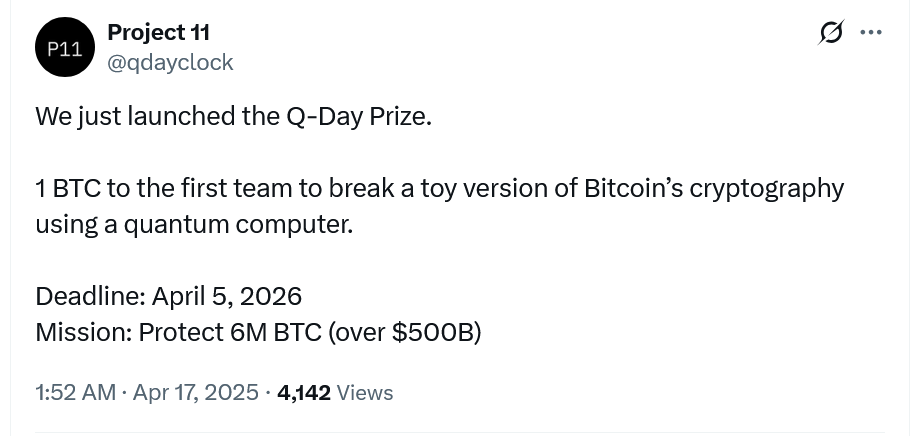 Project 11 is offering 1 BTC to whoever cracks the longest Bitcoin key