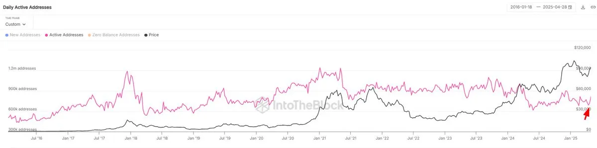 Bitcoin Daily Active Addresses | Source: IntoTheBlock on X