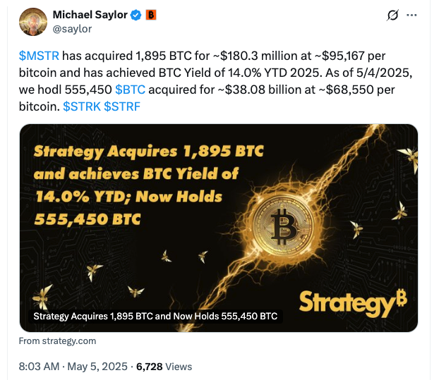 Strategy, Semler bag 2K Bitcoin as price edged toward $100K last week