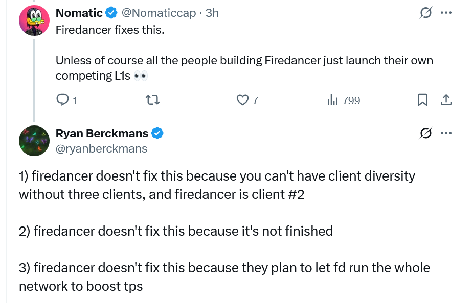 Berckmans’ X post about Firedancer