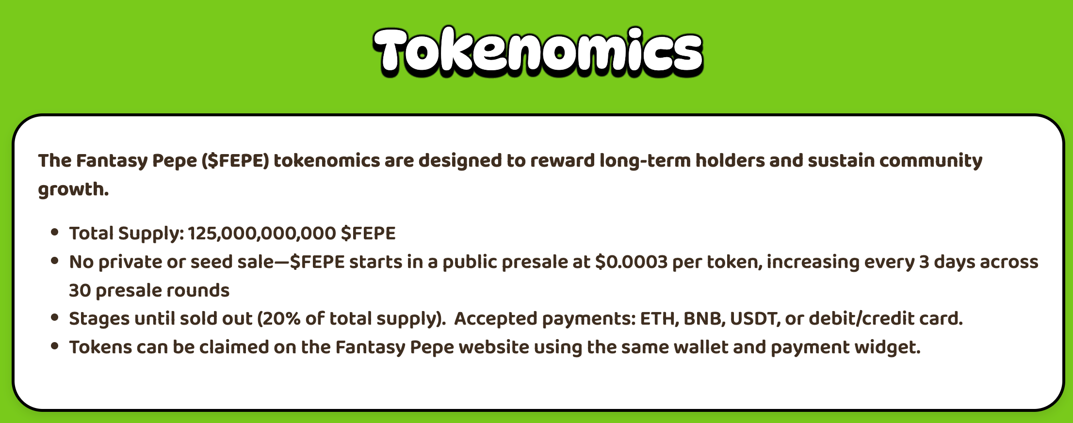 $FEPE tokenomics