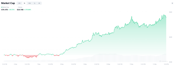 Top meme coin market cap in the last week