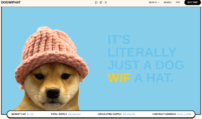 DogWifHat landing page