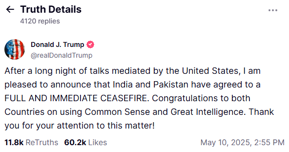 Trump’s Truth Social post 