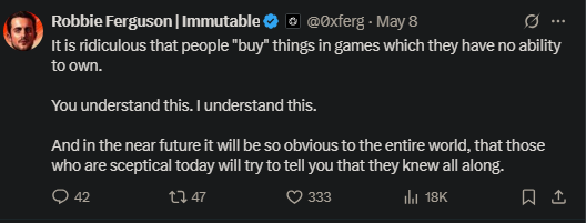 Robbie Ferguson’s X post about gaming