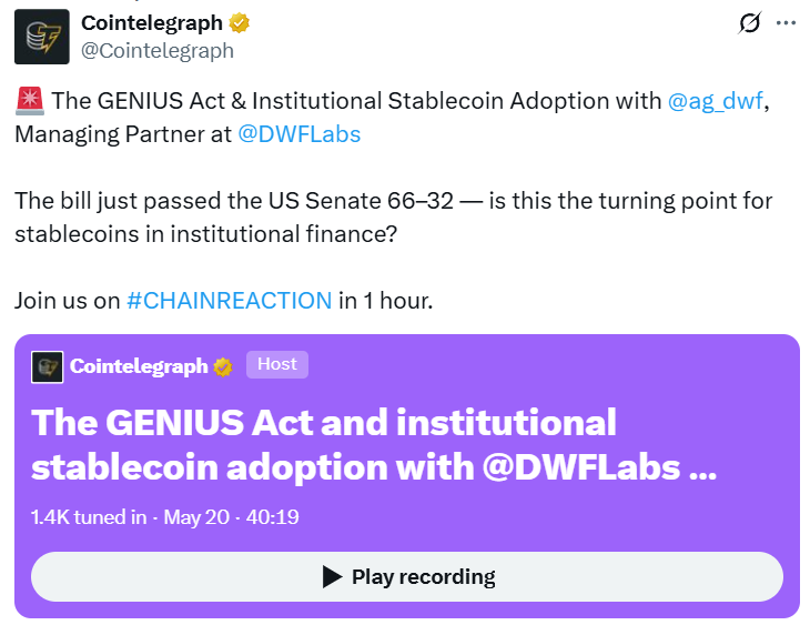 GENIUS Act legitimizes stablecoins for global institutional adoption