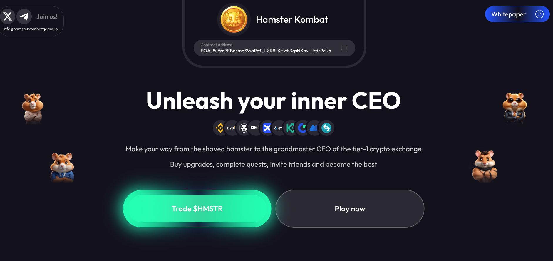 Hamster Kombat landing page