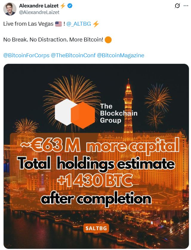 France’s Blockchain Group to buy 590 Bitcoin after bond sale