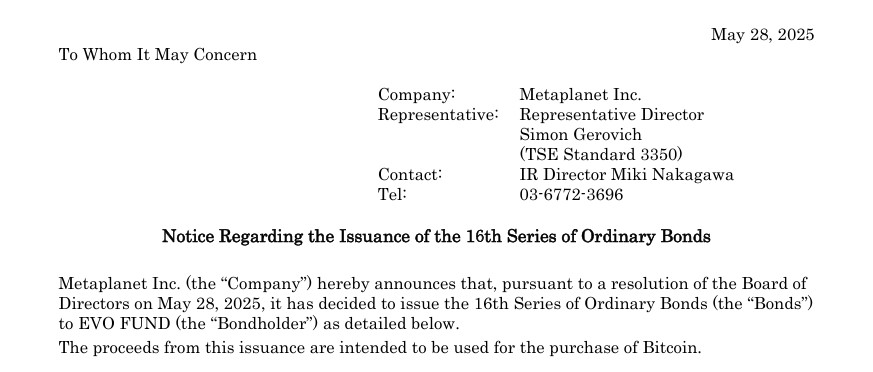 Metaplanet issues $50M in new debt to buy more Bitcoin