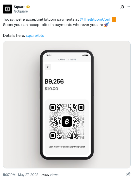 Square Bitcoin payments 