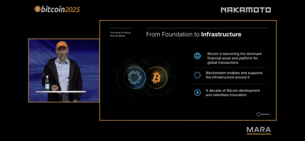 Adam Back Presents Blockstream’s Bitcoin-First Infrastructure Vision at Bitcoin 2025 1 At Bitcoin 2025, Blockstream CEO Adam Back outlines the roadmap to scale Bitcoin from 100 million to 1 billion users, unveiling infrastructure updates and a laser focus on self-custody.
