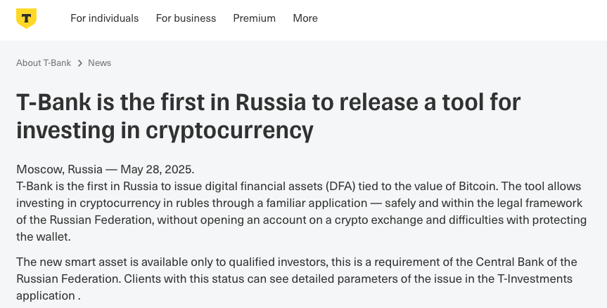 Russia allows banks to offer crypto products to accredited investors