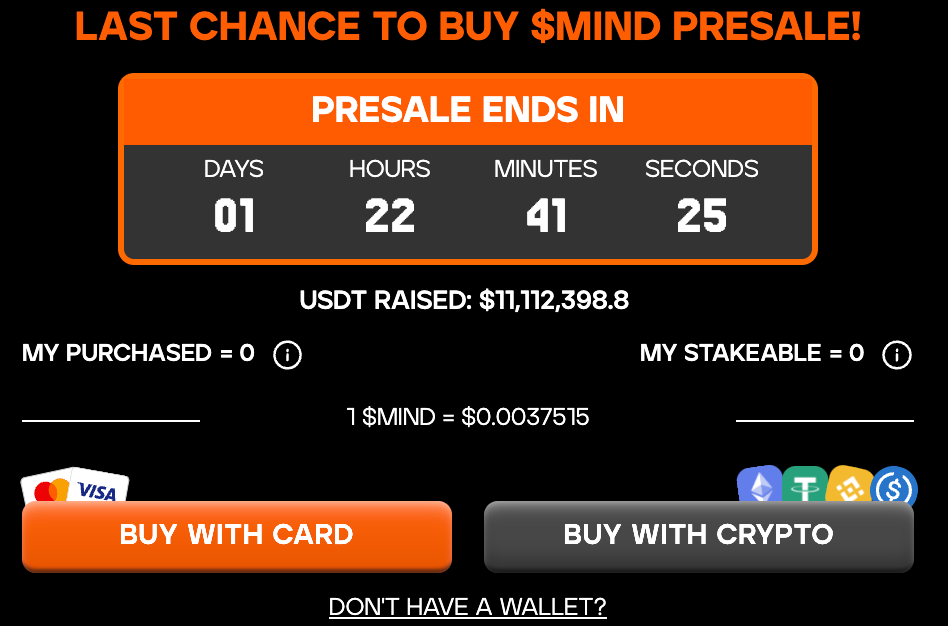 Last chance to buy $MIND in presale.