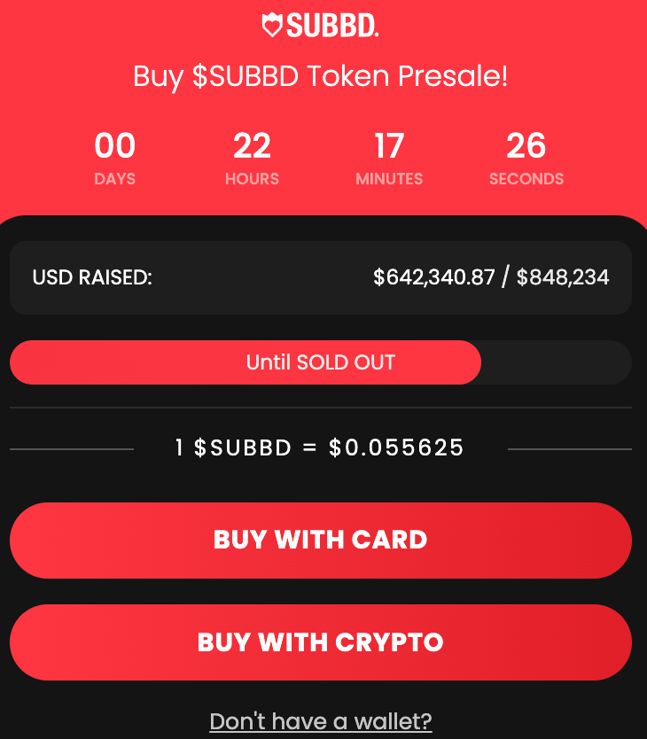 Buy $SUBBD in the presale phase.