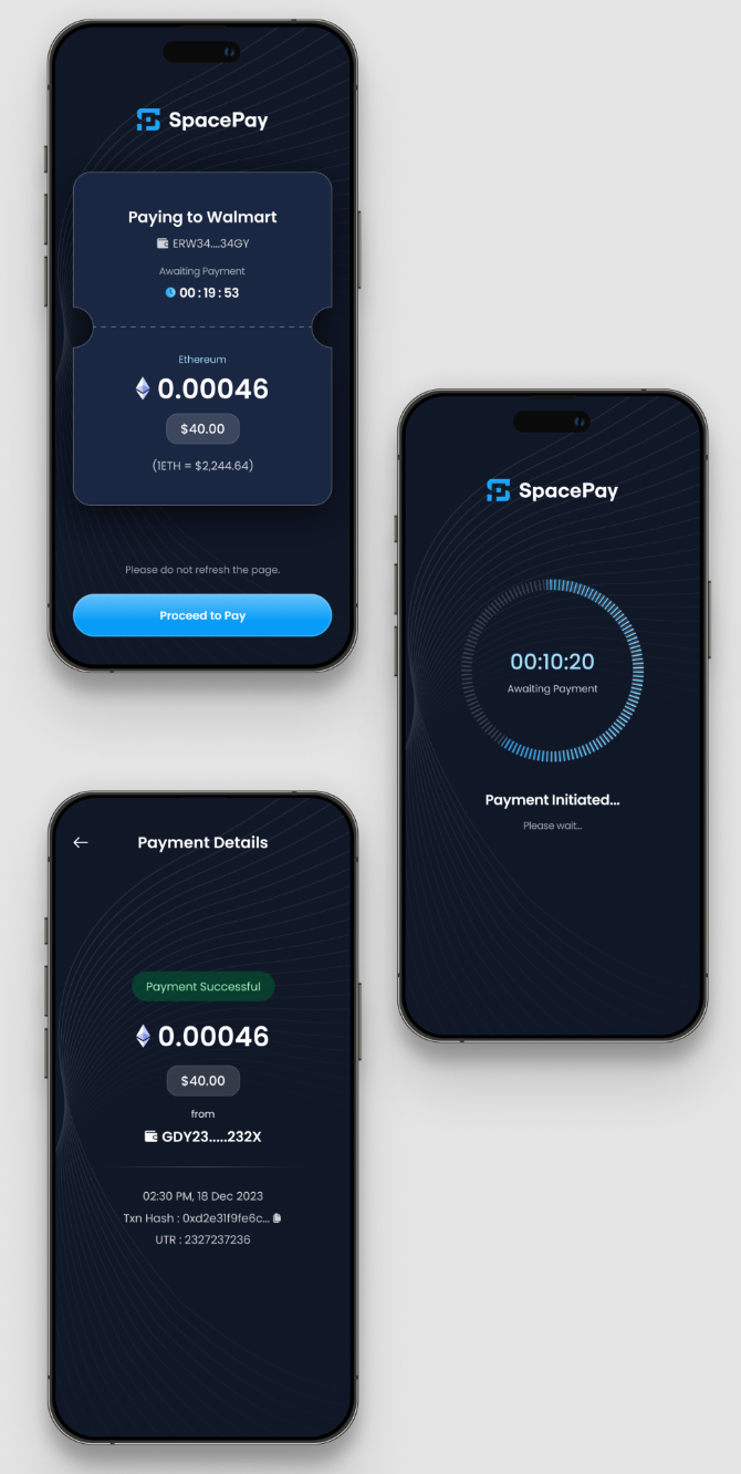 Paying with SpacePay Token.