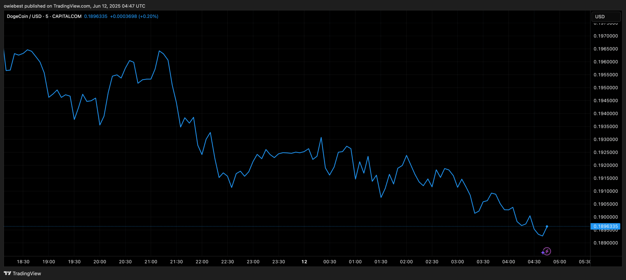 Dogecoin price chart from TradingView.com