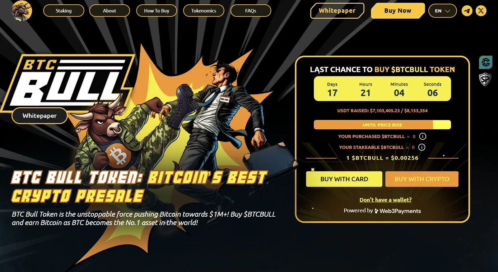 $BTCBULL can be bought directly from the official website for just $0.00256.