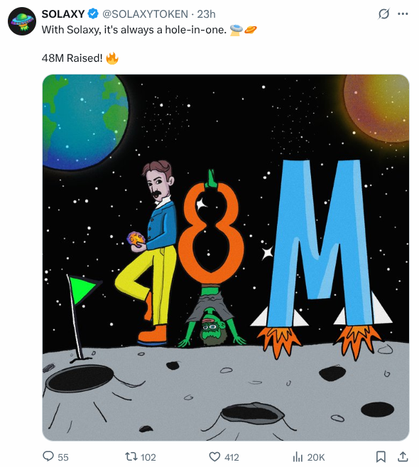 Solaxy X announcement on 48 million raised.