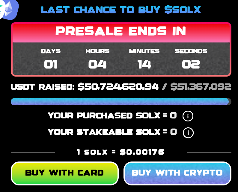 1 day until presale ends Solaxy.
