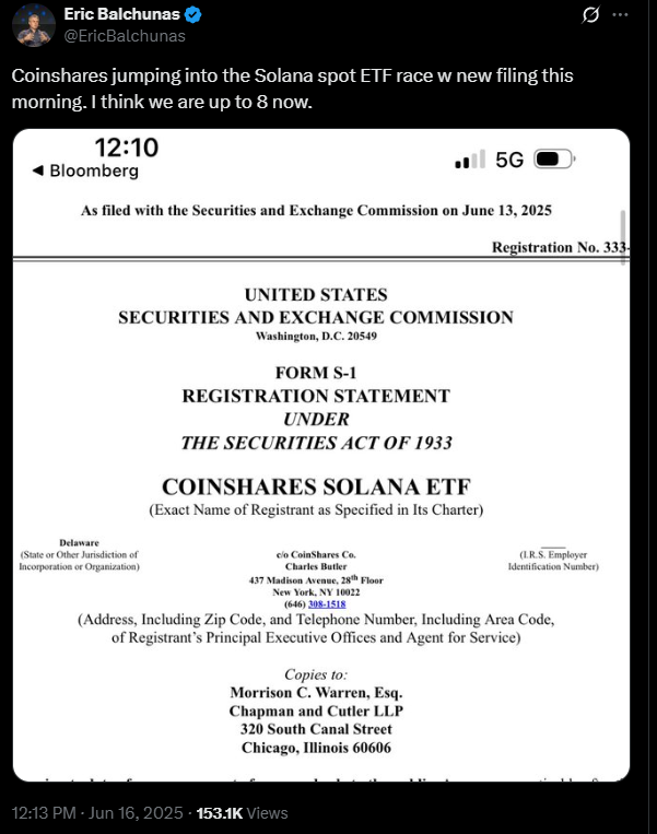 Eric Balchunas Coinshares S-1 filing