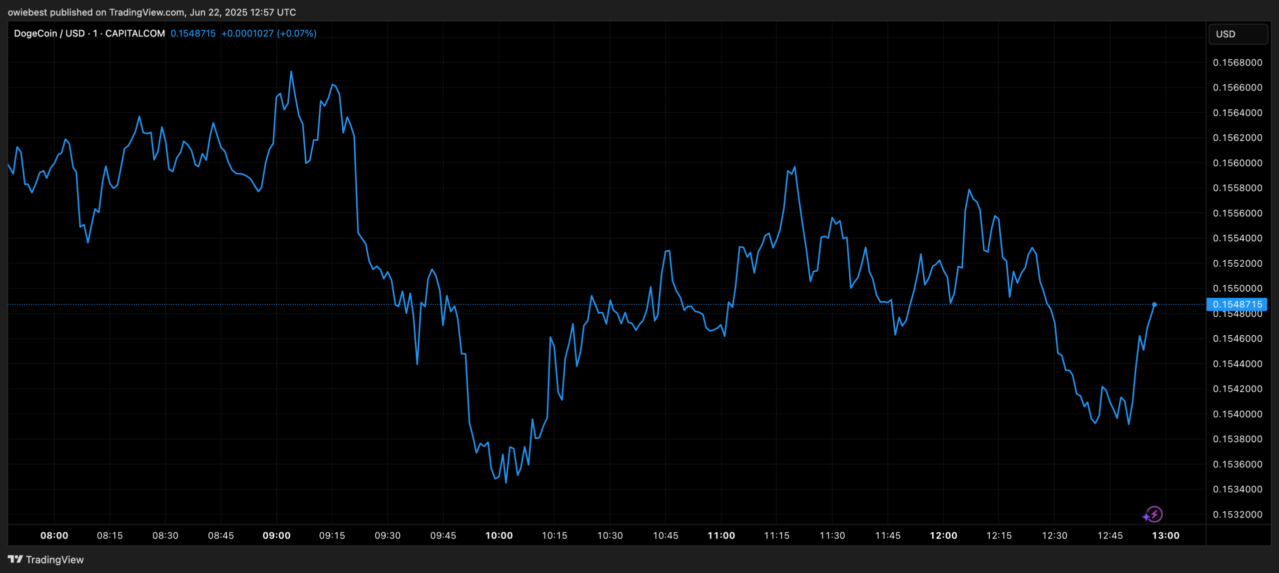 Dogecoin price chart from TradingView.com