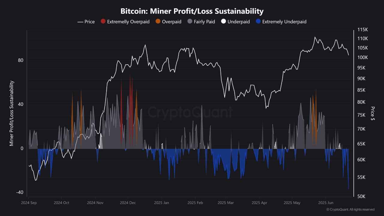 Bitcoin Miner Profit/Loss Sustainability