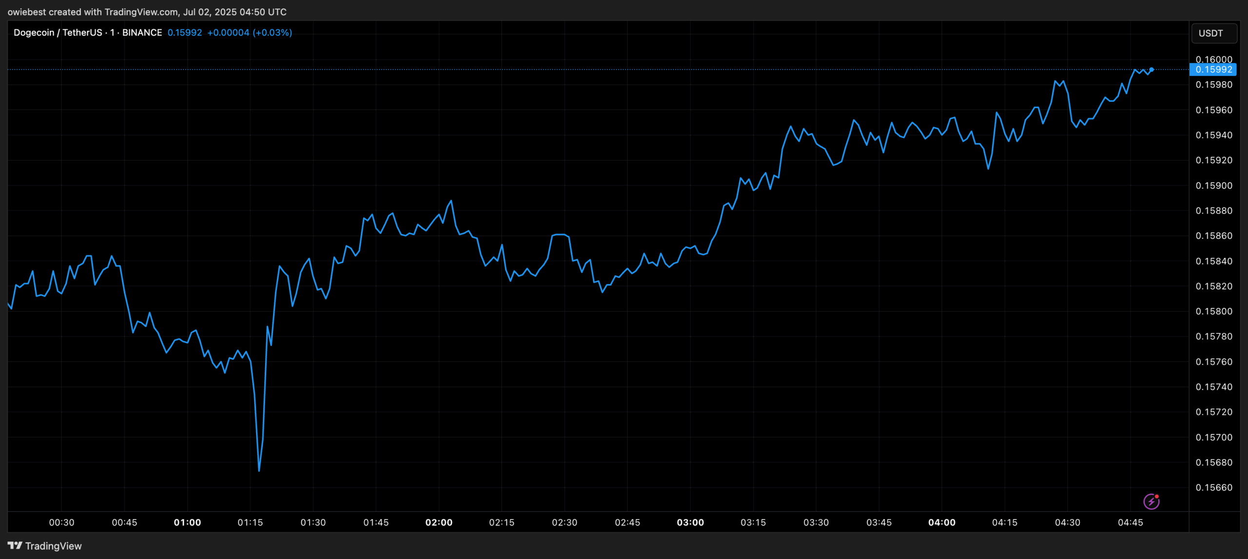 Dogecoin price chart from TradingView.com