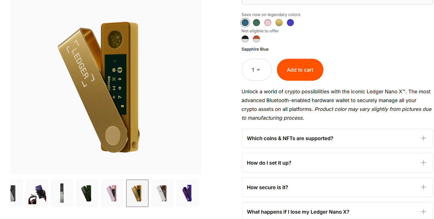 Ledger Nano X gold