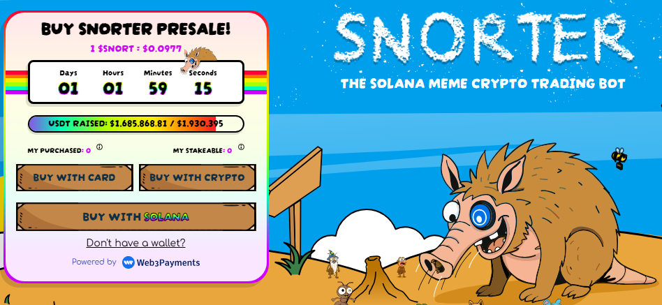 Snorter Token presale page