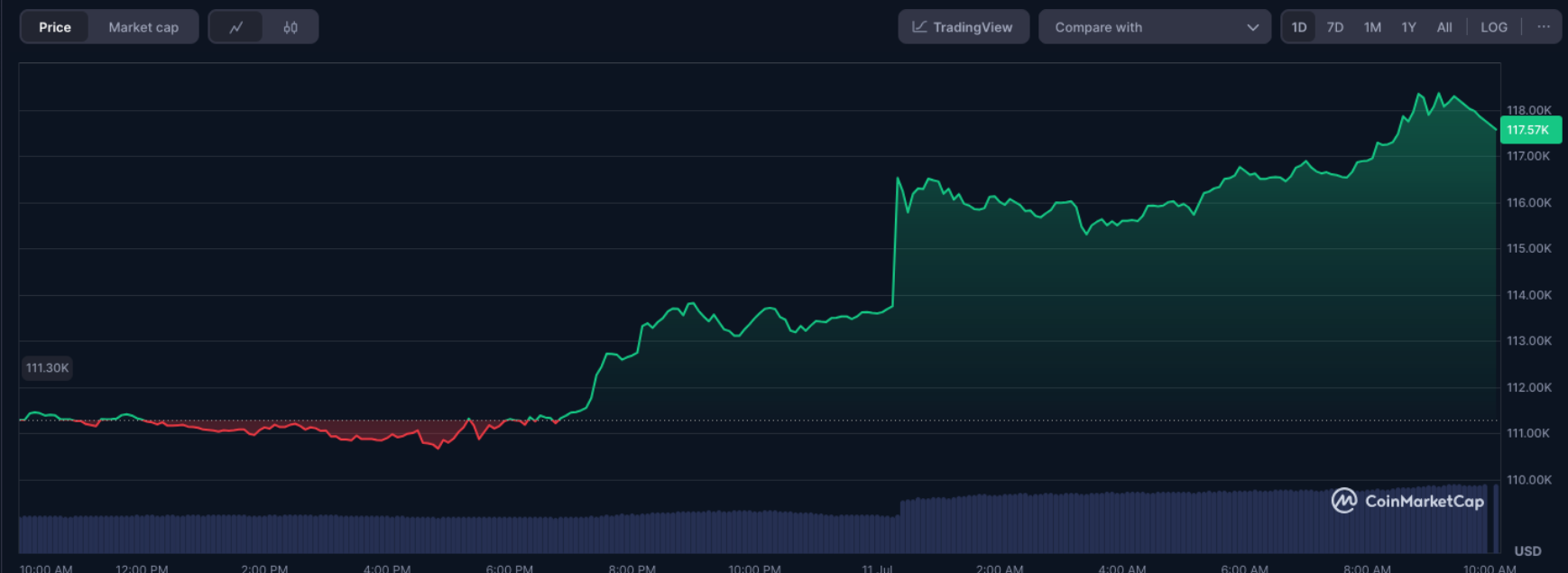 Bitcoin’s newest ATH chart on CoinMarketCap.