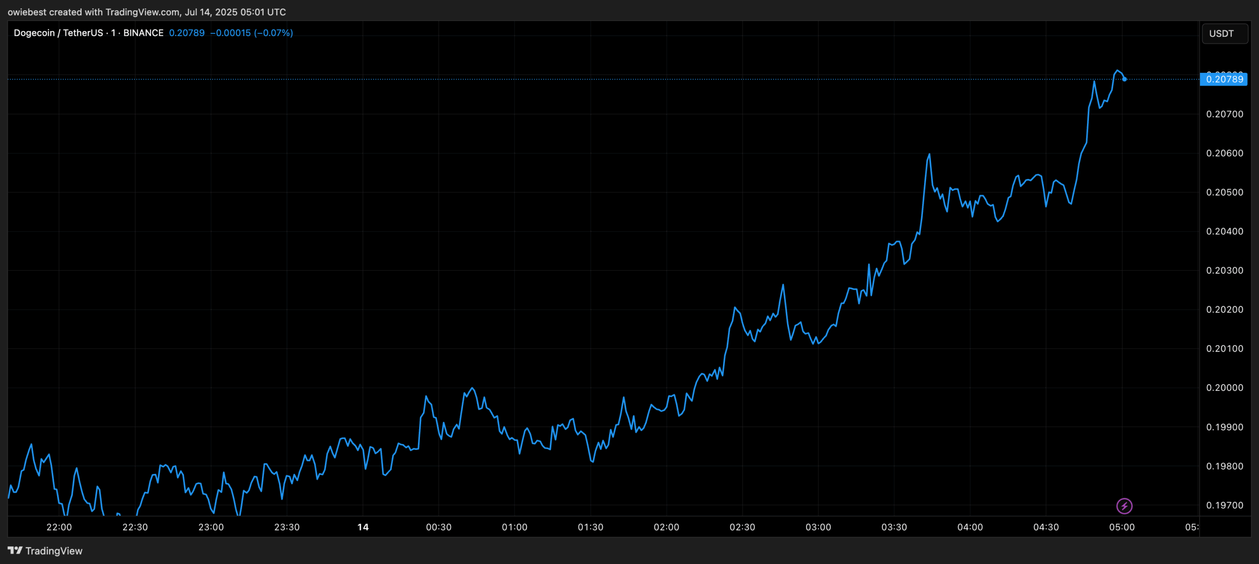 Dogecoin price chart from TradingView.com