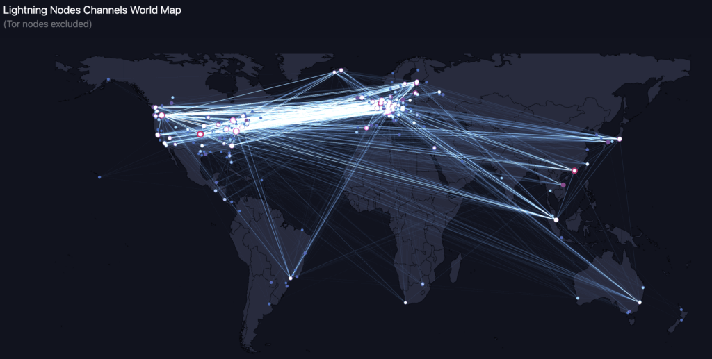 Global Lightning channel nodes (Source: mempool.space)
